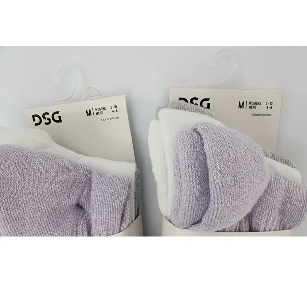 New NWT Women's DSG Lot Of 2‎ 3-Packs Crew Socks Size 5-10 Purple Grey White